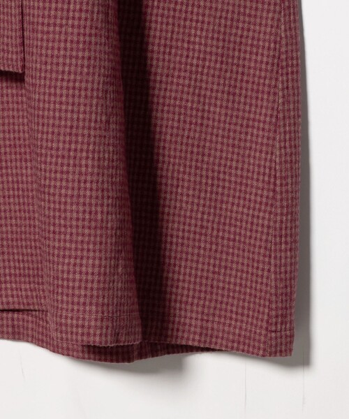 6(ロク)の「<6(ROKU)>ギンガム ロング コート(ステンカラーコート・レディース・ワイン・38/36)」の8枚目の写真