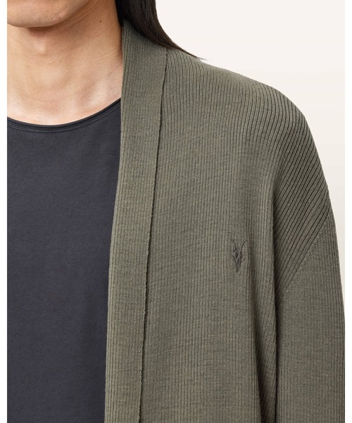 ALLSAINTS(オールセインツ)の「MODE MERINO WOOL RAMSKULL OPEN CARDIGAN | モード メリノ ウール ラムスカル オープン カーディガン(カーディガン/ボレロ・メンズ・グリーン系その他・S/XS/L/M)」の2枚目の写真