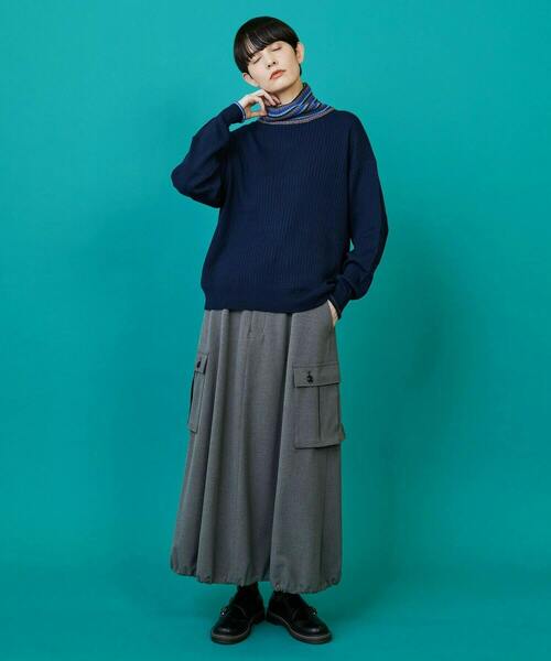 FRAPBOIS（フラボア）の「サーモズ スカート（スカート・レディース・ネイビー/グレー・1/0）」の9枚目の写真