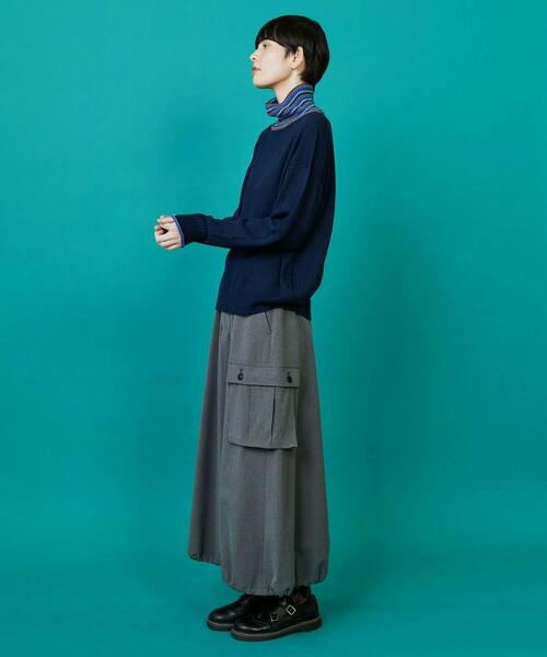 FRAPBOIS（フラボア）の「サーモズ スカート（スカート・レディース・ネイビー/グレー・1/0）」の10枚目の写真