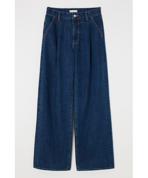 MOUSSY（マウジー）の「【セットアップ対応】TUCK WIDE STRAIGHT（デニムパンツ・レディース・ブルー/ワンウォッシュ・0/1/2）」の3枚目の写真