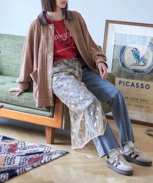 Remind me and forever(リマインドミーアンドフォーエバー)の「【nane】コーデのアクセントに、レースラップスカート(スカート・レディース・ゴールド/ブラック・FREE)」の5枚目の写真