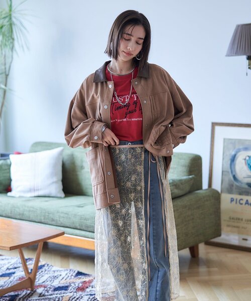 Remind me and forever(リマインドミーアンドフォーエバー)の「【nane】コーデのアクセントに、レースラップスカート(スカート・レディース・ゴールド/ブラック・FREE)」の11枚目の写真