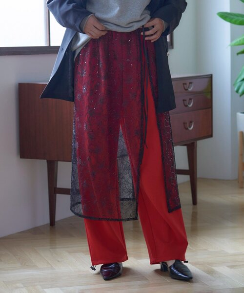 Remind me and forever(リマインドミーアンドフォーエバー)の「【nane】コーデのアクセントに、レースラップスカート(スカート・レディース・ゴールド/ブラック・FREE)」の13枚目の写真