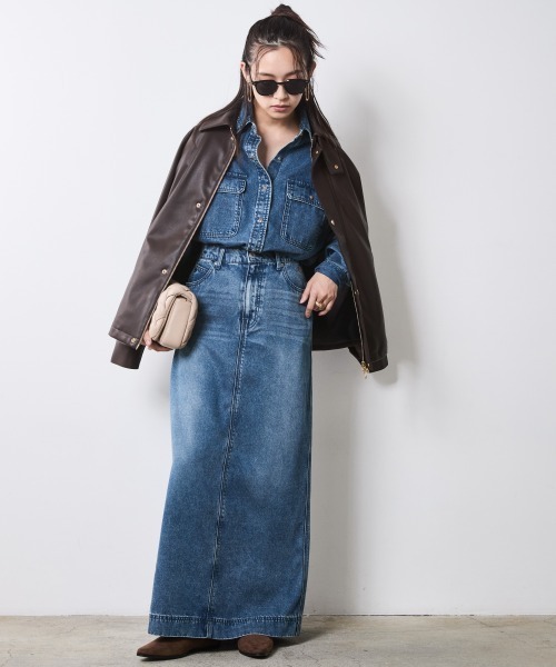 CHIC STYLE（シックスタイル）の「ソフトデニムシャツ＜大きいサイズ有＞シックスタイル（シャツ/ブラウス・レディース・ブルー系/ブラック系・M/L/LL/3L/4L/5L）」の4枚目の写真