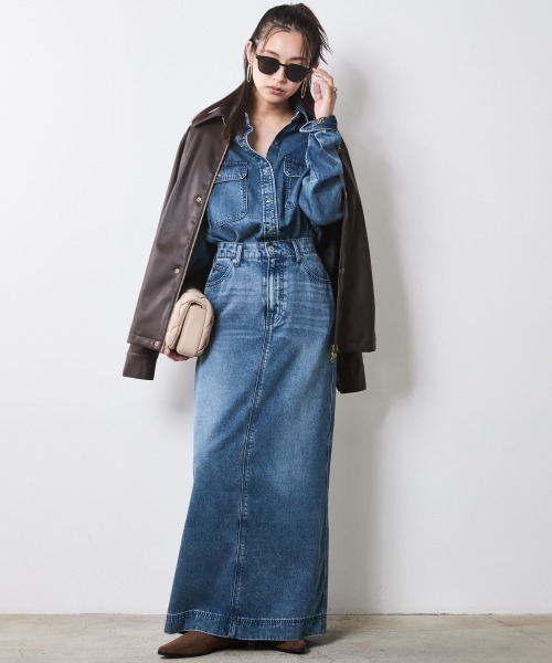 CHIC STYLE（シックスタイル）の「ソフトデニムシャツ＜大きいサイズ有＞シックスタイル（シャツ/ブラウス・レディース・ブルー系/ブラック系・M/L/LL/3L/4L/5L）」の5枚目の写真