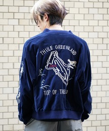 THRIFTY LOOK | THRIFTY LOOK / スリフティールック SOUVENIR GREENLAND BLOUSON 刺しゅう グリーンランド スーベニアジャケット ブルゾン ベロア 別珍(ブルゾン)