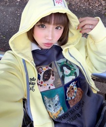 SHEPP | 【新色追加★25年秋冬新作】裏起毛キャット柄プルオーバー ルーズシルエット ビッグ スウェット(スウェット)