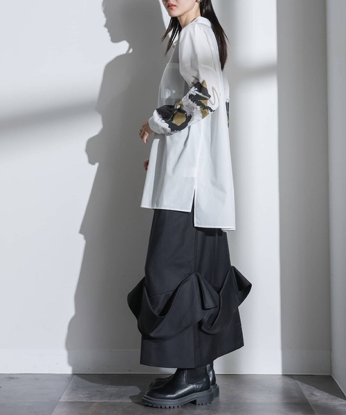 kOhAKU（コハク）の「『アートプリントシャツ』（シャツ/ブラウス・レディース・チャコール/オフホワイト・FREE）」の6枚目の写真