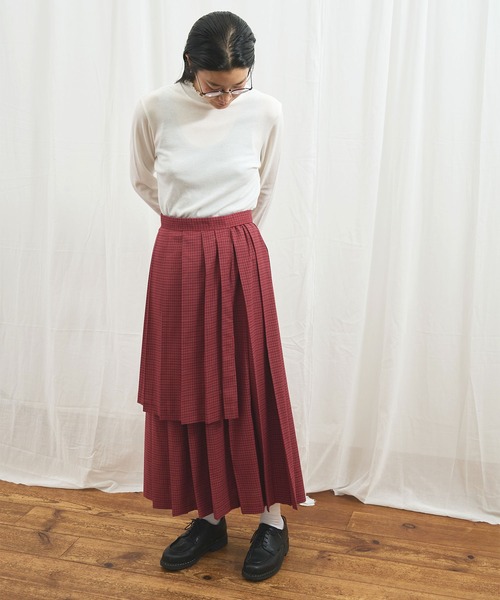 fig London(フィグロンドン)の「apron pleats skirt(スカート・レディース・ベージュ/ブラック/チェック・FREE)」の14枚目の写真