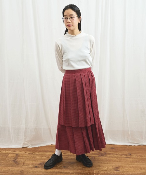 fig London(フィグロンドン)の「apron pleats skirt(スカート・レディース・ベージュ/ブラック/チェック・FREE)」の13枚目の写真