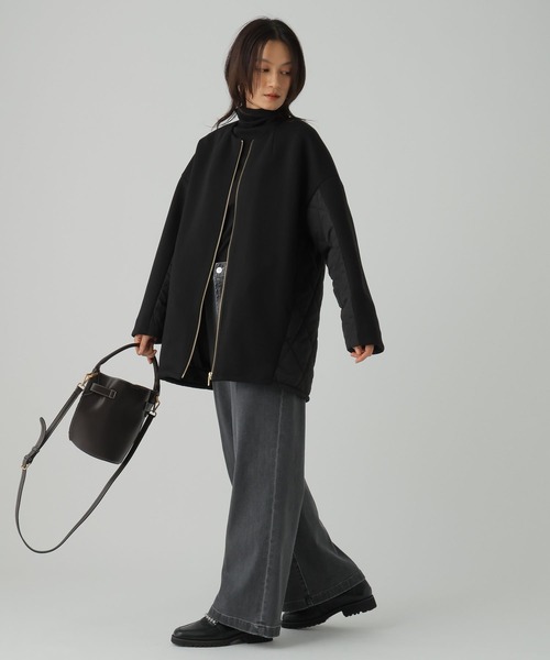 Elura(エルーラ)の「ダンボールキルトノーカラーブルゾン/571750(ブルゾン・レディース・ブラック/グレイッシュベージュ・FREE)」の8枚目の写真