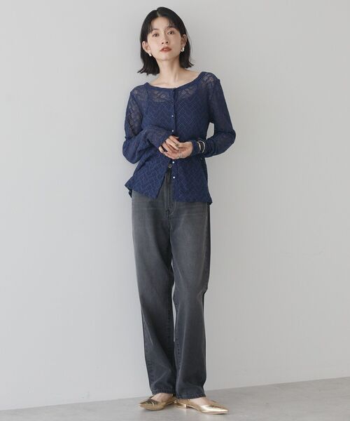 【極美品】ballaholic ボーラホリック カーディガン ネイビー Ｌ セール】UVカットミディニットカーディガン【WEB限定サイズ有