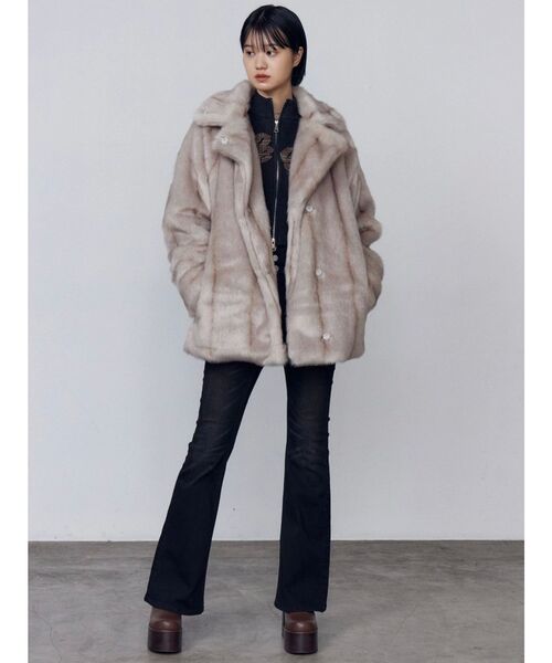 EMODA ミディフェイクファーコート　グレー EMODA ミディフェイクファーコート2024A/W