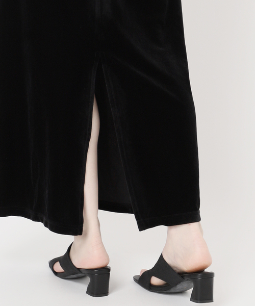 B.C STOCK（ベーセーストック）の「《追加》【WEB限定】手洗い可 / クレープベロア Iラインワンピース（ワンピース・レディース・ブラック・FREE）」の21枚目の写真