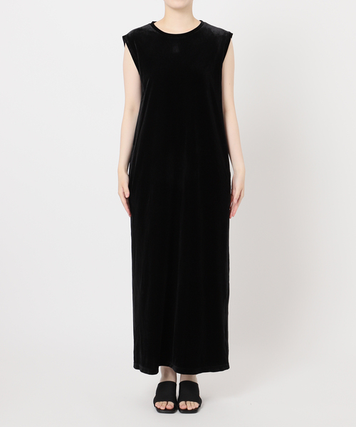 B.C STOCK（ベーセーストック）の「《追加》【WEB限定】手洗い可 / クレープベロア Iラインワンピース（ワンピース・レディース・ブラック・FREE）」の22枚目の写真