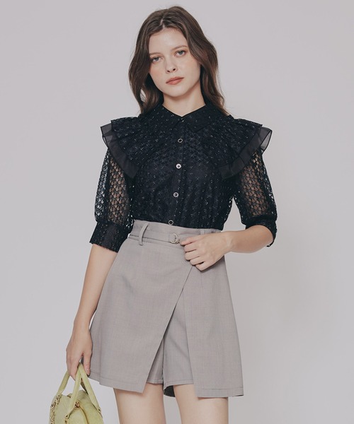 アシメラップスカートライクショートパンツ