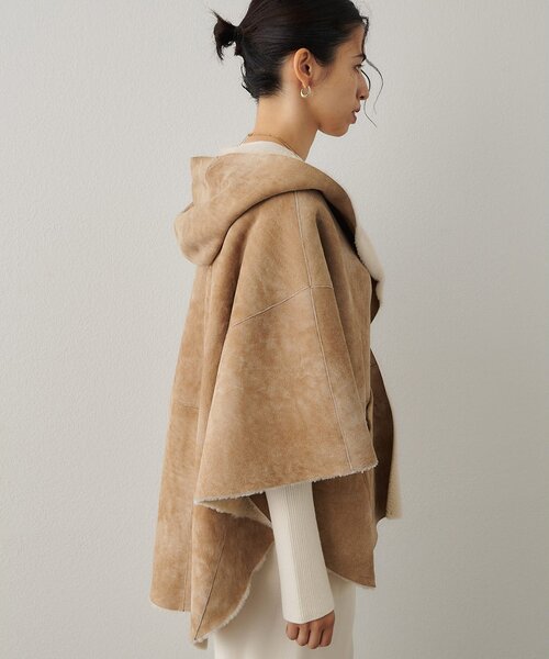 Whim Gazette（ウィムガゼット）の「ムートンポンチョ（ポンチョ・レディース・ベージュ・FREE）」の17枚目の写真