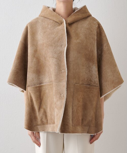 Whim Gazette（ウィムガゼット）の「ムートンポンチョ（ポンチョ・レディース・ベージュ・FREE）」の10枚目の写真