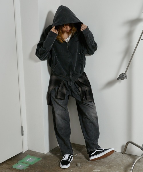 セール】SUPPLIER/サプライヤー Dagger Leather Patch Zip Hoodie