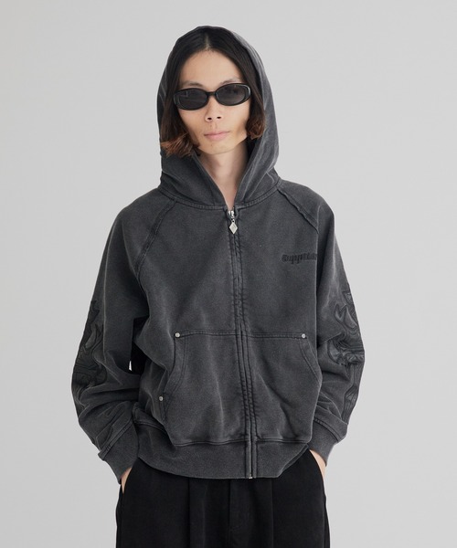 SUPPLIER/サプライヤー Dagger Leather Patch Zip Hoodie フーディー