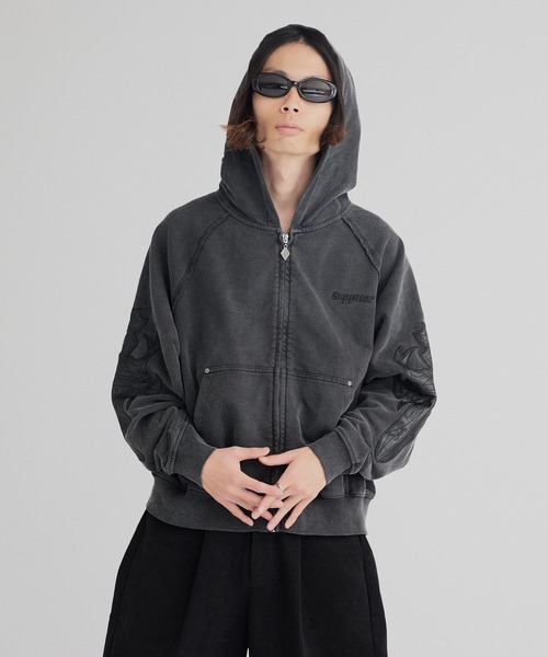 SUPPLIER/サプライヤー Dagger Leather Patch Zip Hoodie フーディー