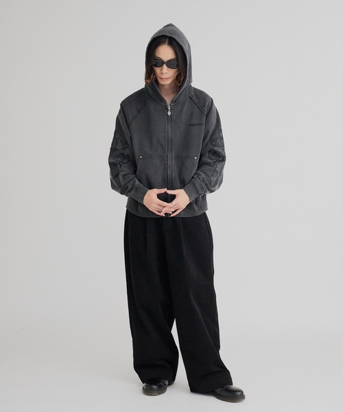 セール】SUPPLIER/サプライヤー Dagger Leather Patch Zip Hoodie