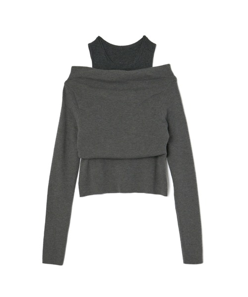 mic by Olu.(ミックバイオルドット)の「< ZOZOTOWN限定 >レイヤードオフショルダーニット(ニット/セーター・レディース・グレー/ブラック/ホワイト・FREE)」の19枚目の写真