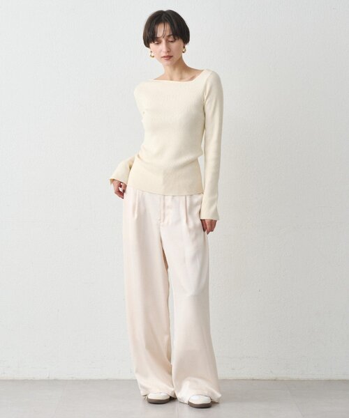 earthy(アーシー)の「リブアシメニット(ニット/セーター・レディース・オフホワイト/ブラック/グレー・FREE)」の5枚目の写真