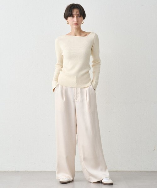 earthy(アーシー)の「リブアシメニット(ニット/セーター・レディース・オフホワイト/ブラック/グレー・FREE)」の6枚目の写真