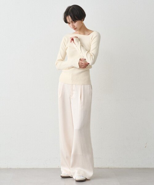 earthy(アーシー)の「リブアシメニット(ニット/セーター・レディース・オフホワイト/ブラック/グレー・FREE)」の7枚目の写真