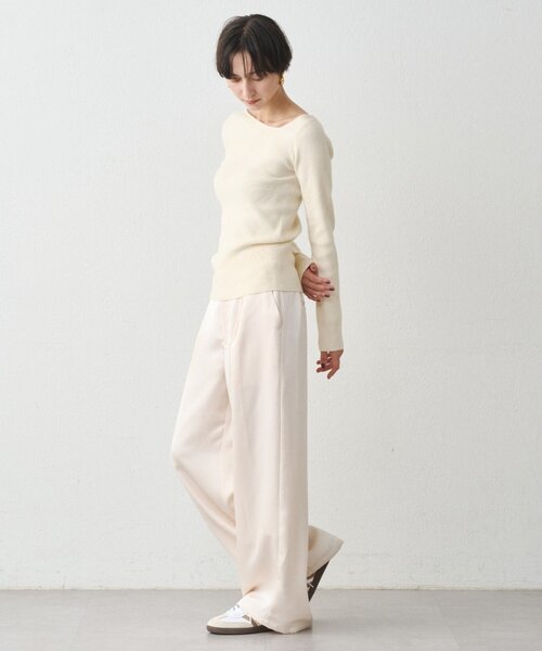 earthy(アーシー)の「リブアシメニット(ニット/セーター・レディース・オフホワイト/ブラック/グレー・FREE)」の8枚目の写真