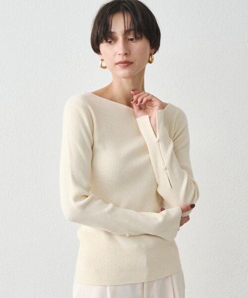 earthy(アーシー)の「リブアシメニット(ニット/セーター・レディース・オフホワイト/ブラック/グレー・FREE)」の11枚目の写真