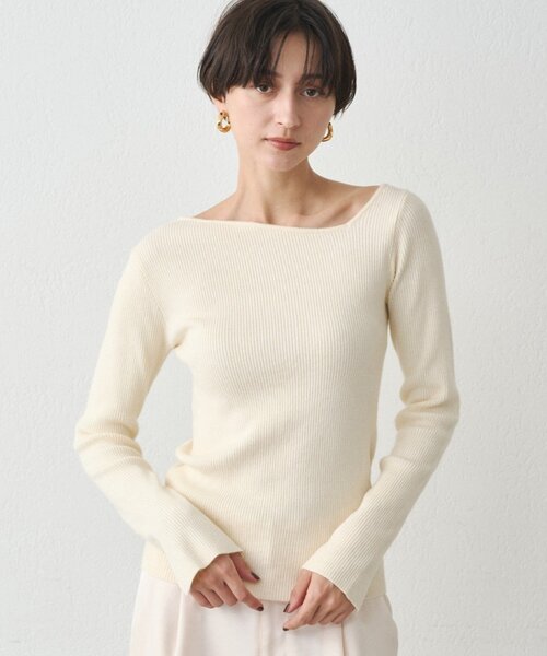 earthy(アーシー)の「リブアシメニット(ニット/セーター・レディース・オフホワイト/ブラック/グレー・FREE)」の12枚目の写真