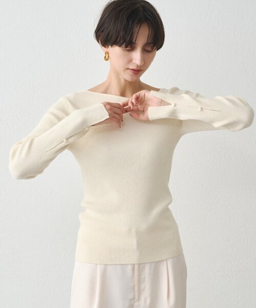 earthy(アーシー)の「リブアシメニット(ニット/セーター・レディース・オフホワイト/ブラック/グレー・FREE)」の13枚目の写真