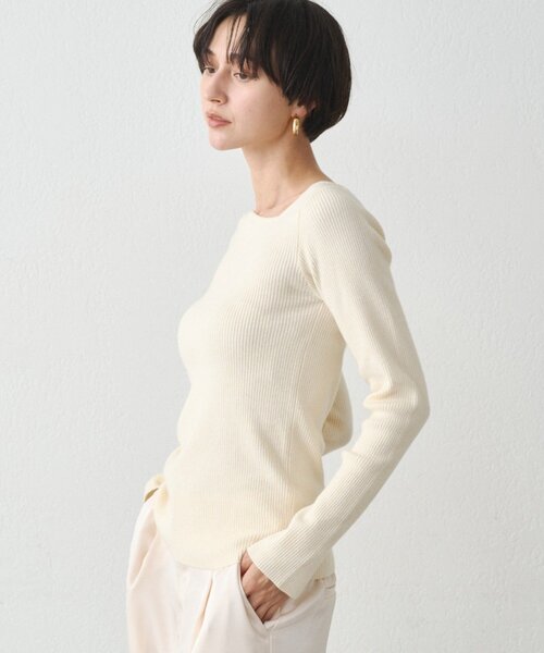 earthy(アーシー)の「リブアシメニット(ニット/セーター・レディース・オフホワイト/ブラック/グレー・FREE)」の14枚目の写真