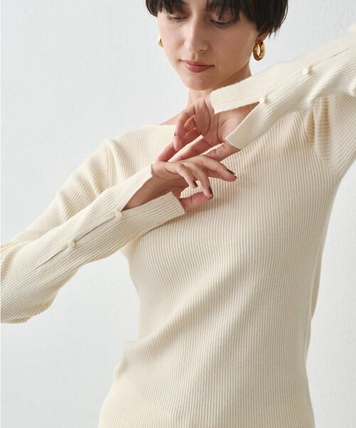 earthy(アーシー)の「リブアシメニット(ニット/セーター・レディース・オフホワイト/ブラック/グレー・FREE)」の18枚目の写真