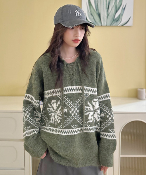 セール】【Good Riddance】フード付き ノルディック プルオーバー