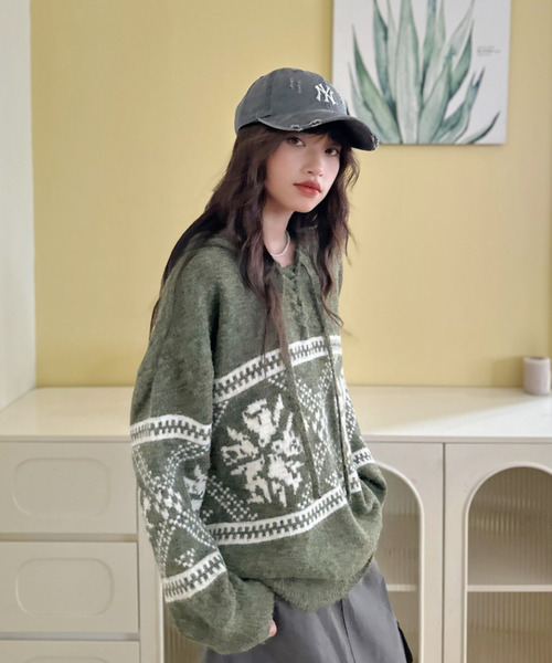 セール】【Good Riddance】フード付き ノルディック プルオーバー