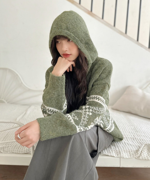 セール】【Good Riddance】フード付き ノルディック プルオーバー