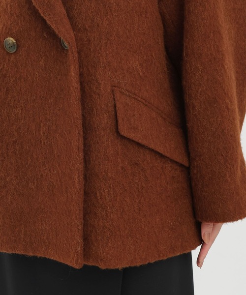 Andemiu(アンデミュウ)の「アルパカシャギーハーフコート493957(ピーコート・レディース・オフホワイト/ブラウン/チェック/ブラウン系その他4/ブラック系1・FREE)」の21枚目の写真