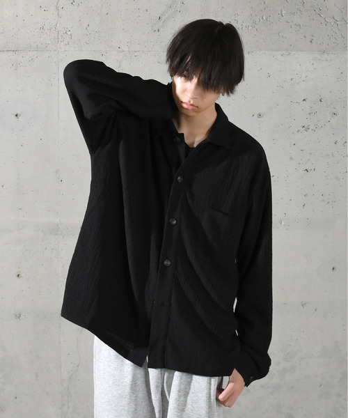 neos(ネオス)の「【neos】ルーズシルエット 楊柳 ロングスリーブ シャツ(シャツ/ブラウス・メンズ・ブラウン/ブルーグリーン/ブラック/グレイッシュベージュ・MEDIUM/LARGE)」の2枚目の写真