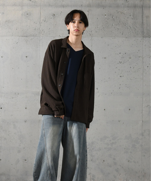 neos(ネオス)の「【neos】ルーズシルエット 楊柳 ロングスリーブ シャツ(シャツ/ブラウス・メンズ・ブラウン/ブルーグリーン/ブラック/グレイッシュベージュ・MEDIUM/LARGE)」の21枚目の写真