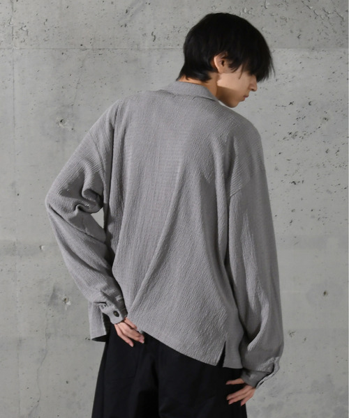 neos(ネオス)の「【neos】ルーズシルエット 楊柳 ロングスリーブ シャツ(シャツ/ブラウス・メンズ・ブラウン/ブルーグリーン/ブラック/グレイッシュベージュ・MEDIUM/LARGE)」の5枚目の写真