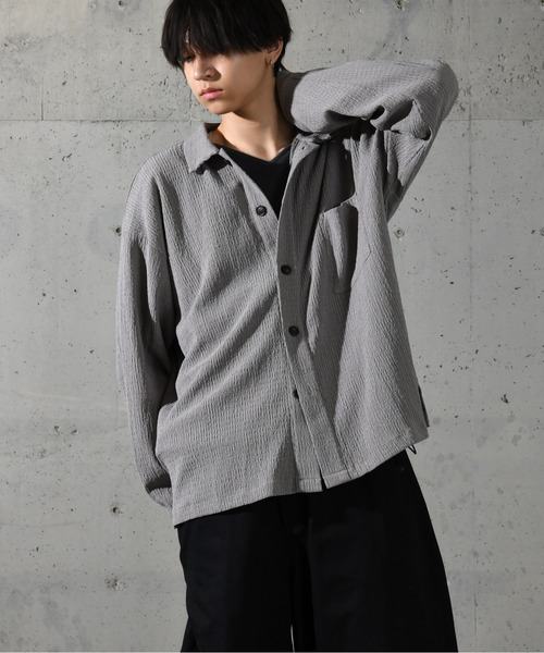 neos(ネオス)の「【neos】ルーズシルエット 楊柳 ロングスリーブ シャツ(シャツ/ブラウス・メンズ・ブラウン/ブルーグリーン/ブラック/グレイッシュベージュ・MEDIUM/LARGE)」の7枚目の写真