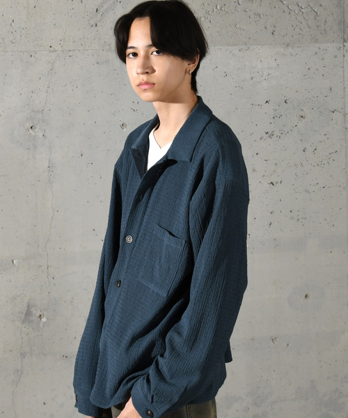 neos(ネオス)の「【neos】ルーズシルエット 楊柳 ロングスリーブ シャツ(シャツ/ブラウス・メンズ・ブラウン/ブルーグリーン/ブラック/グレイッシュベージュ・MEDIUM/LARGE)」の12枚目の写真