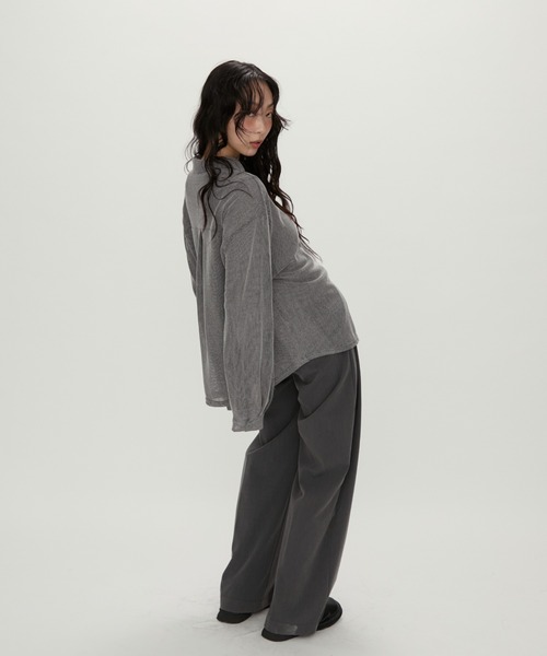 NUJOH(ヌゾ)の「Light Breeze Zip Knit / ライトブリーズ ジップニット(シャツ/ブラウス・レディース・ブラック/グレー/アイボリー・FREE)」の3枚目の写真