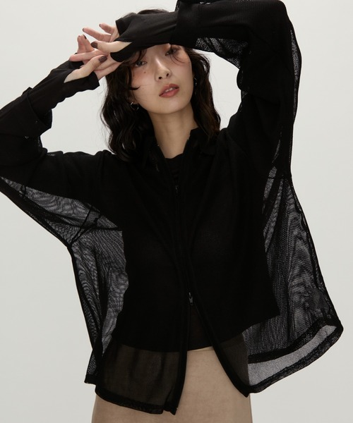 NUJOH(ヌゾ)の「Light Breeze Zip Knit / ライトブリーズ ジップニット(シャツ/ブラウス・レディース・ブラック/グレー/アイボリー・FREE)」の2枚目の写真