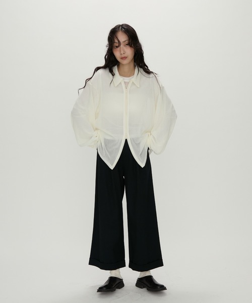 NUJOH(ヌゾ)の「Light Breeze Zip Knit / ライトブリーズ ジップニット(シャツ/ブラウス・レディース・ブラック/グレー/アイボリー・FREE)」の14枚目の写真