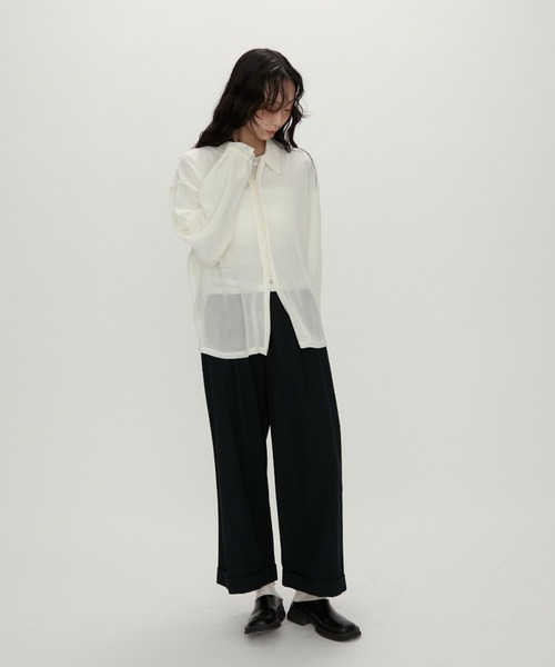 NUJOH(ヌゾ)の「Light Breeze Zip Knit / ライトブリーズ ジップニット(シャツ/ブラウス・レディース・ブラック/グレー/アイボリー・FREE)」の15枚目の写真